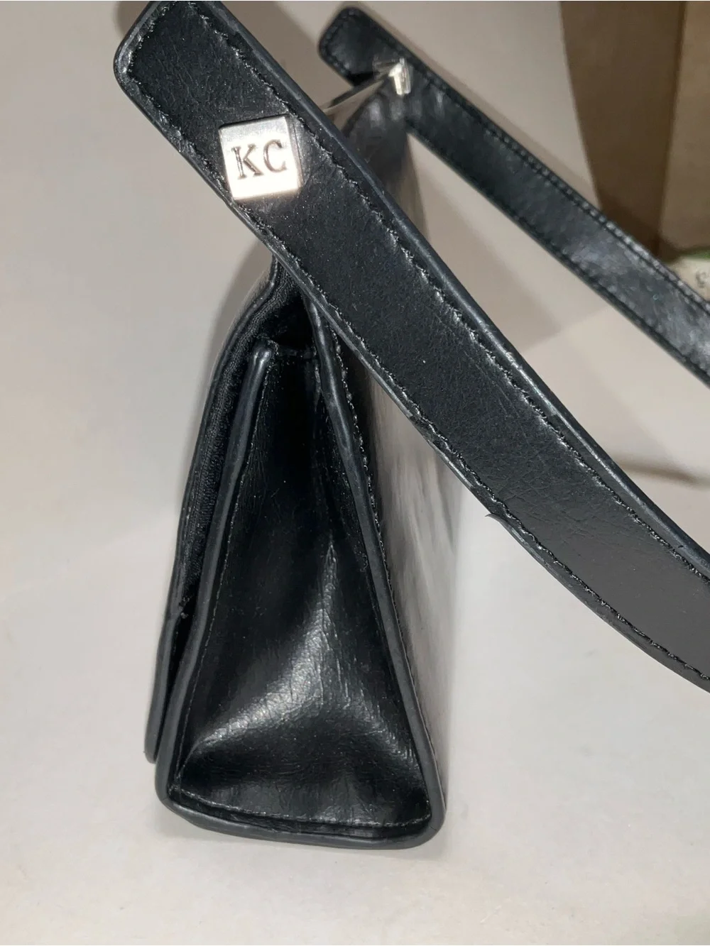 Kenneth Cole Black Mini Flap Shoulder Bag Purse Baguette Top-Frame Shoulder Bag